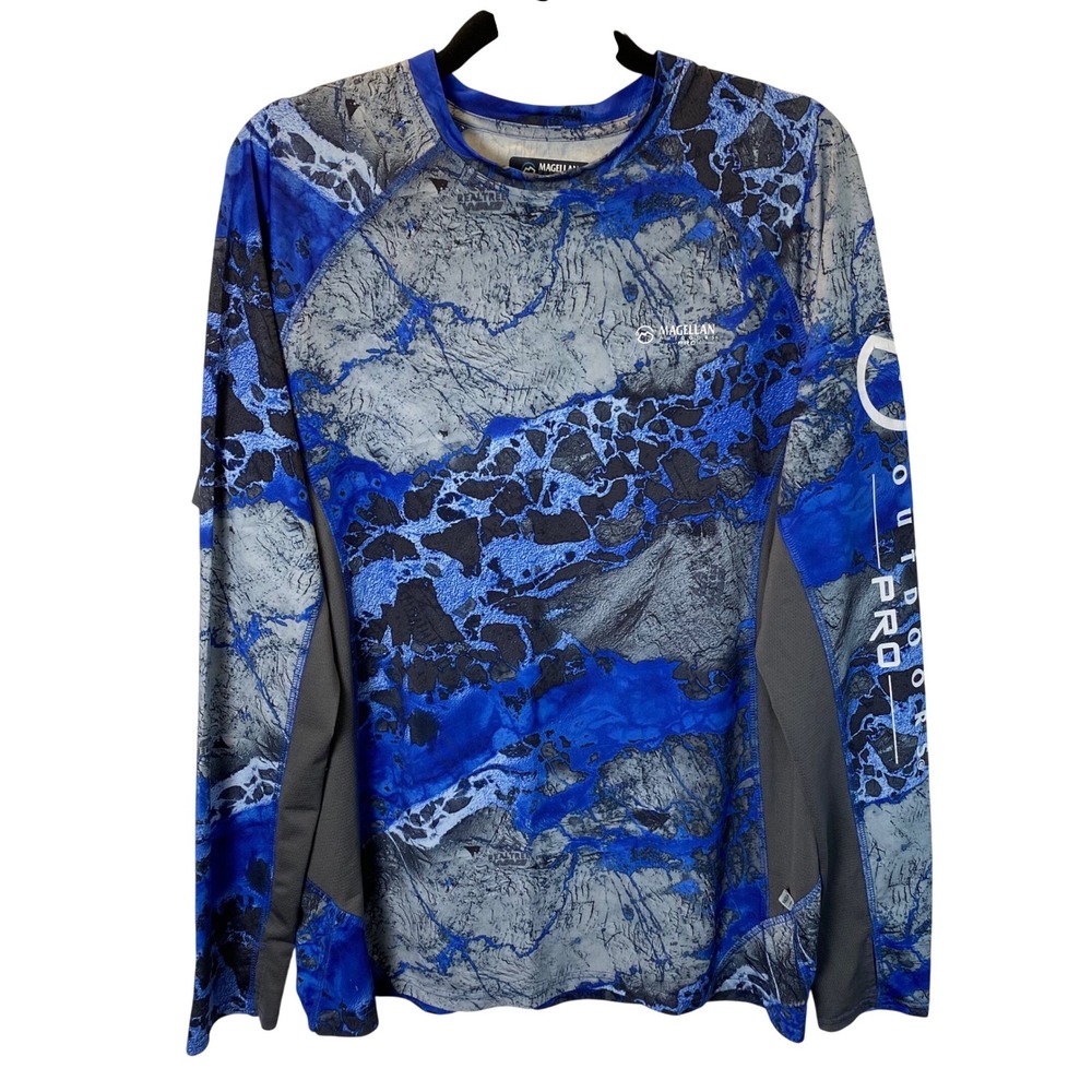 Magellan Outdoors Pro‎ Angler Kids Shirt Small Marble Camo Fishing Outdoors